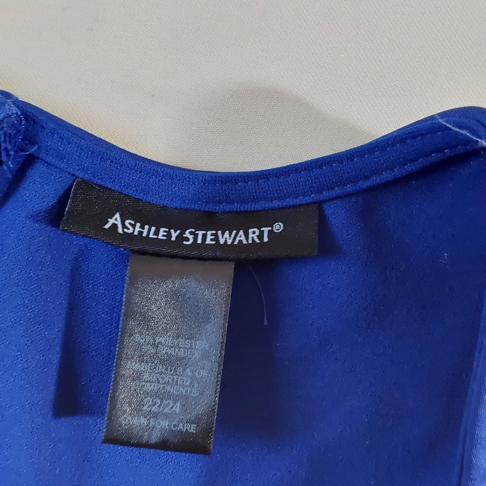 Ashley Stewart's Women  Cap Sleeve Blue Sheath Dress Stretch Size 22/24 - Picture 7 of 7